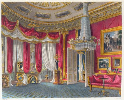 El salón de satén rosa, Carlton House, mirando al suroeste, grabado por R. Reeve, de 